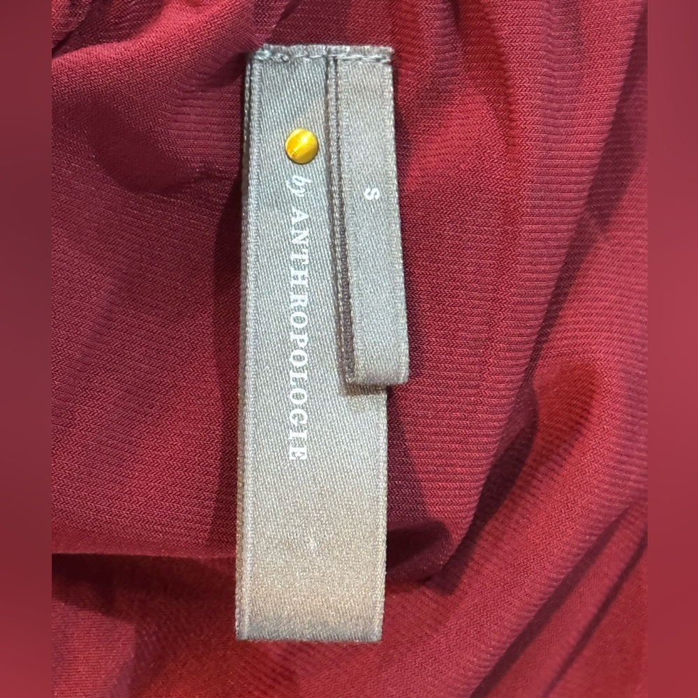Anthropologie Red Textured Blouse with Sheer Sleeves - Picture 10 of 10
